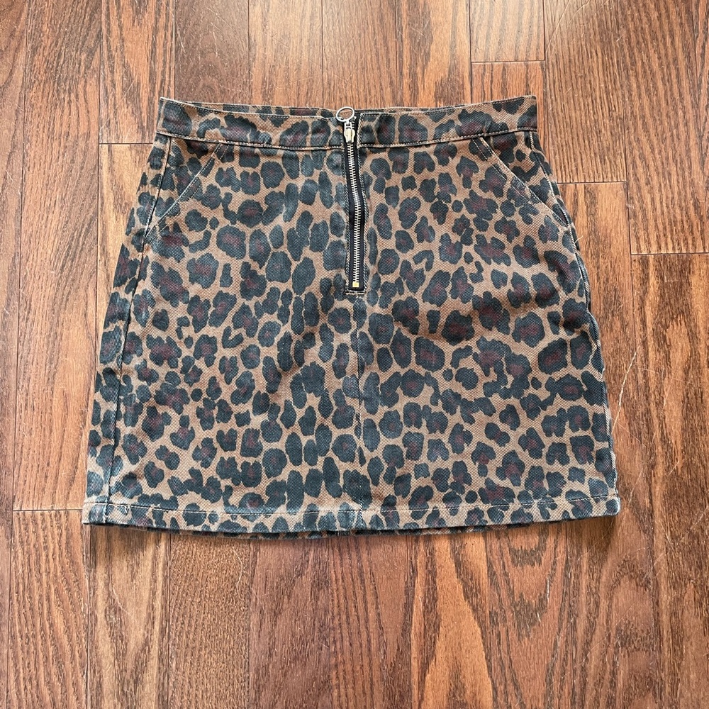 Animal Print Denim Skirt